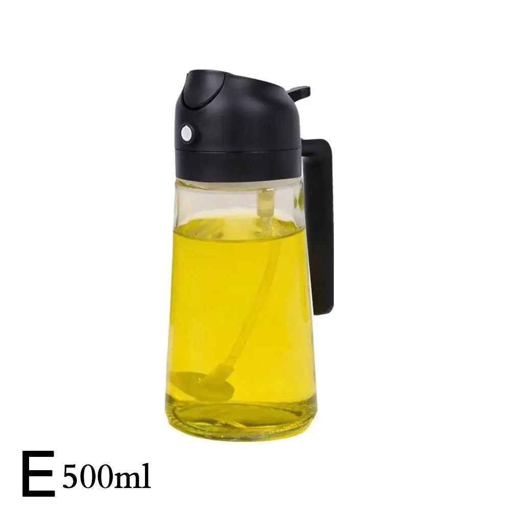 2 in 1 Glass Oil Spray Bottle with Pour Spout Nozzle Olive Dispenser Dual-Purpose Camping BBQ Baking Soy Sauce Sprayer Bottle