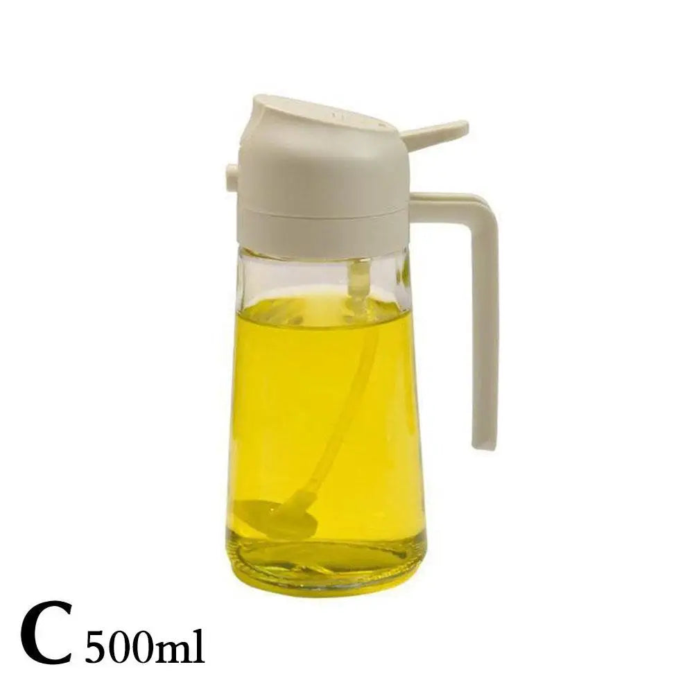 2 in 1 Glass Oil Spray Bottle with Pour Spout Nozzle Olive Dispenser Dual-Purpose Camping BBQ Baking Soy Sauce Sprayer Bottle