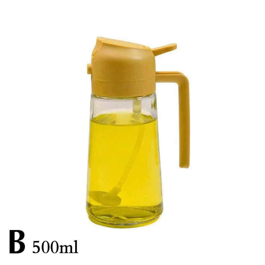 2 in 1 Glass Oil Spray Bottle with Pour Spout Nozzle Olive Dispenser Dual-Purpose Camping BBQ Baking Soy Sauce Sprayer Bottle